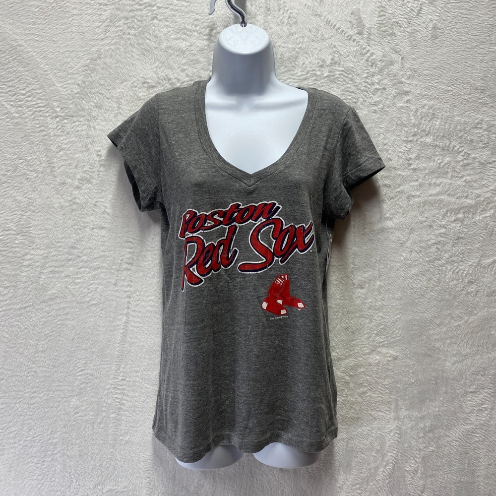 Boston Red Sox Baseball Olympia Fitted T-Shirt Women's Large Gray New England